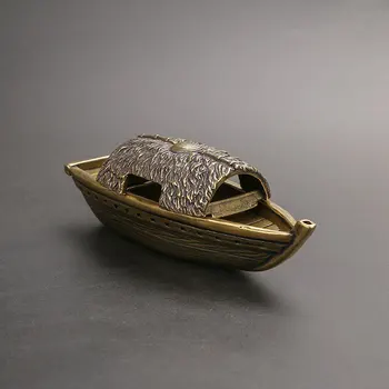עתיק נחושת טהור, סירת הדיג קטורת Plug עבור בודהה שולחן העבודה מלאכת קישוט