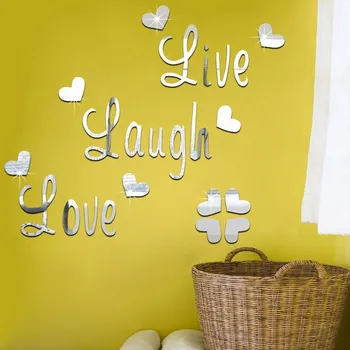 חי צחוק אהבה 3D מראות פרפר מדבקות קיר מדבקות קיר אמנות נשלפת חדר עיצוב חתונה בבית מדבקת קיר עבור חדר ילדים