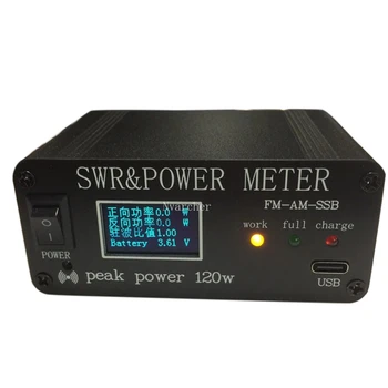 1.8 Mhz-50Mhz 0.5 W-120W SWR HF קצר גל גל עומד מטר SWR וכוח מטר + סוללה + OLED FM אני CW SSB