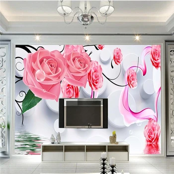 beibehang מותאם אישית טפט 3D סטריאו טרי מינימליסטי ורדים רקע קיר,טפט לקירות 3 d